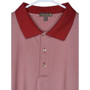 Peter Millar Polo Shirt Mens Summer Comfort Red White Striped Perfomance XXL 2XL